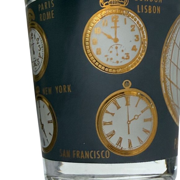 Set of 4 Mid-Century Modern "Time For A Drink" Double Old Fashioned Glasses Gold - Picture 9 of 16